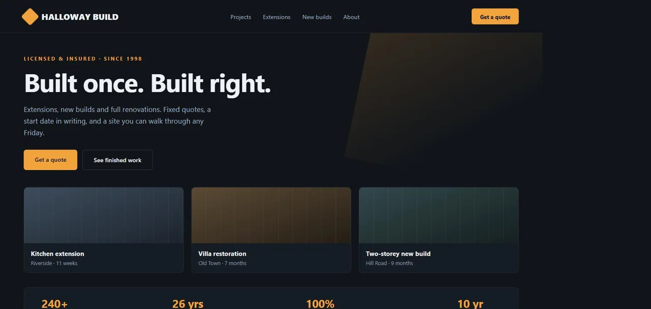 Example screenshot standing in for a builder · full site site