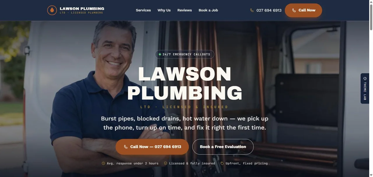 The Lawson Plumbing website